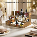Haligo 3-Tier Liquor Bottle Display Shelf, Wood Coffee Syrup Organizer, Retro Countertop Spice Rack, Coutertop Wine Racks for Mini Bar, Whiskey, Spirits, Alcohol
