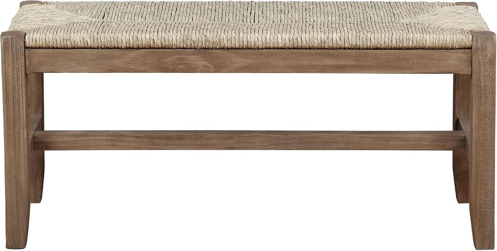 Alaterre Furniture Newport 40 Inch Solid Wood Entryway Bench - Modern Farmhouse Indoor Decorative Bench with Natural Seagrass Rush Seat - Furniture for Entryway, Dining Room, or Kitchen (Natural)