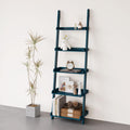 eHemco Modern 5 Tier Wall-Leaning Ladder Bookshelf Organizer, Storage Rack, 70 Inches, Blue