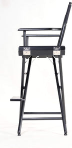 Filmcraft Tall Black Director’s Chair – Professional Folding Makeup Artist Chair with Canvas Seat & Back – Hollywood Film Set, Photography Studio & Hair Stylist Director Chair Black Canvas