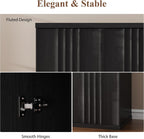TAGELIER Fluted Buffet Cabinet with Storage, 31.5" Sideboard with Adjustable Shelves, Coffee Bar with Press-Spring Doors, Wooden Buffet Table for Kitchen, Entryway, Living Room, Black