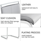 gopop Dining Chairs Set of 6, Faux Leather with Plated Chrome Metal Frame, Modern Kitchen Chairs with Padded Seat High Back for Dining Room, Kitchen, Living Room