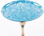 End Coffee Table Round Side Table, Metal Pedestal Table, Accent Table for Small Spaces, Drink Martini Table Decoration for Living Room