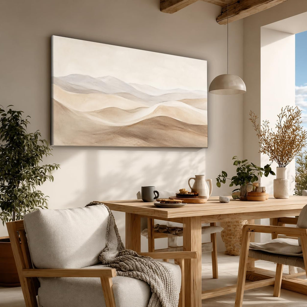 JILLICK Quiet Sand Dunes Canvas Wall Art, Beige Abstract Desert Landscape Horizontal Wall Decor for Bedroom Living Room Office 58x28 Inch, Large Horizontal Wall Art for Living Room Above Sofa