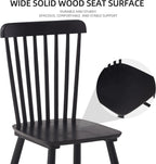 Black Windsor Dining Chairs Set of 6, Solid Wooden Dining Chairs, Spindle Back Dining Room Chairs, Modern Farmhouse Kitchen Chairs for Living Room, Restaurant, Cafe