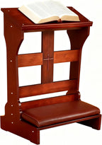 Wood Prayer Bench with Cushion – Kneeler for Home and Church, Padded Kneeling Stool with Slanted Shelf for Bible, 23" x 20" x 32.8"