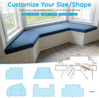 Custom Size Bench Cushion, Made-to-Measure Indoor/Outdoor Seat Cushion – Waterproof & Breathable, High-Density Foam, Removable Washable Cover for Window Seat, Patio, Entryway