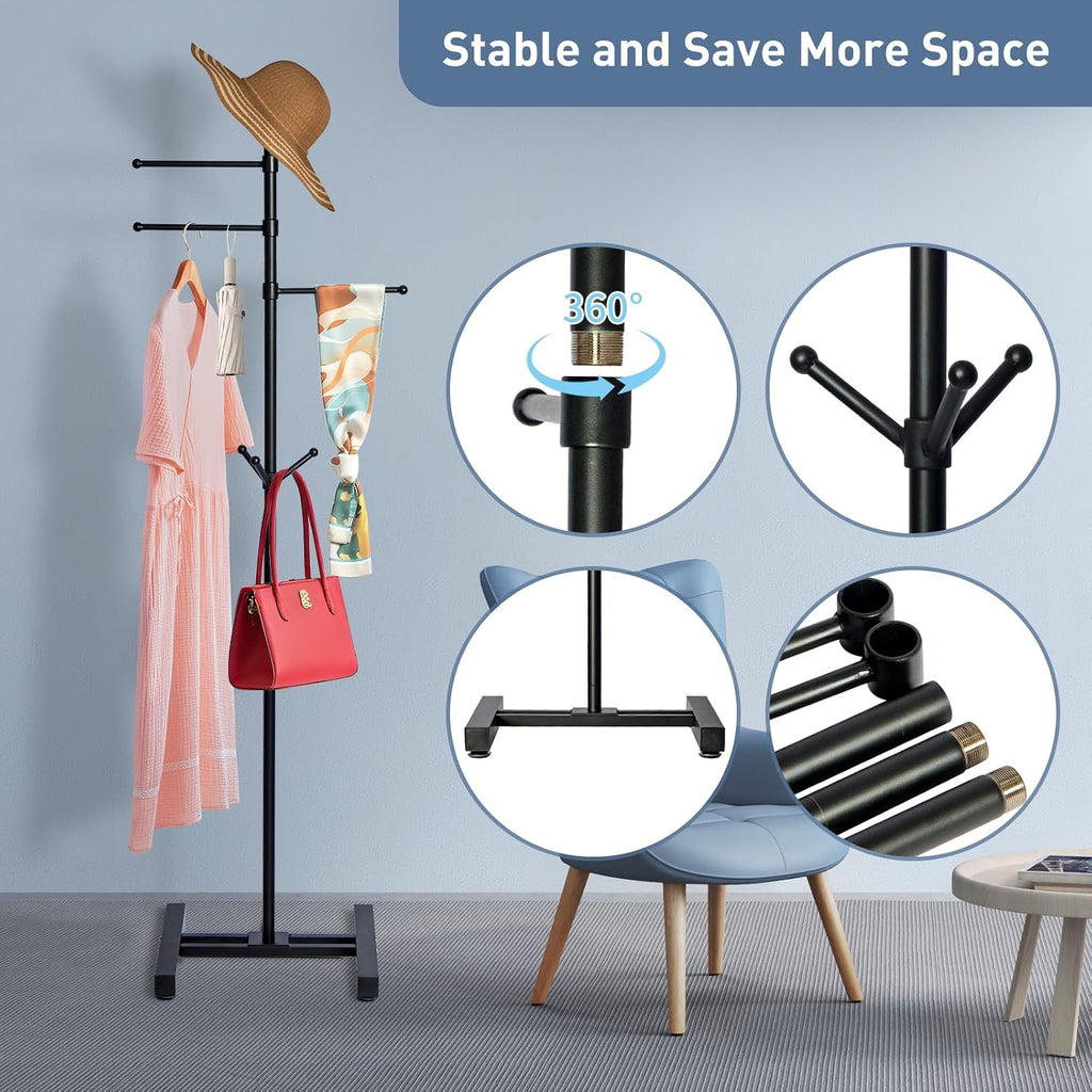 Metal Coat Rack Freestanding heavy duty,modern coat rack Sturdy Coat Tree Stand,3 straight arm, it can be used to hang wallets, clothes and hats for entrance halls, living rooms, bedrooms and offices.