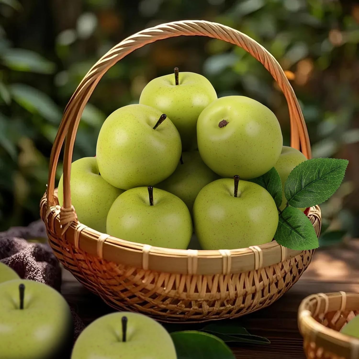 Gresorth 6pcs High Grade 7cm Size Fake Green Apple Decoration Artificial Realistic Fruit Simulation for Home Party Christmas Display