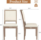 Dining Chair Set of 6, Mid Century Modern Upholstered Dining Room Chairs, Fabric High Back Kitchen Chairs with Nailhead Trim and Wood Legs for Living Room Kitchen Restaurant, Beige