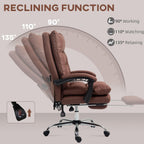 Comfort Premium Microfiber Reclining Heated Massage Office Chair Double Layer Footrest Swivel Wheels Integrated Coffee Color