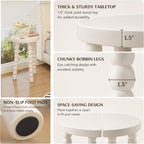 LitaEther 19.5" Wooden Bobbin Leg Side Table - Half Round Table - Wooden Accent Stool- Half Moon Tripod Table for Bedroom, Hallway, Living Room, Sofa Side (White,1pcs)