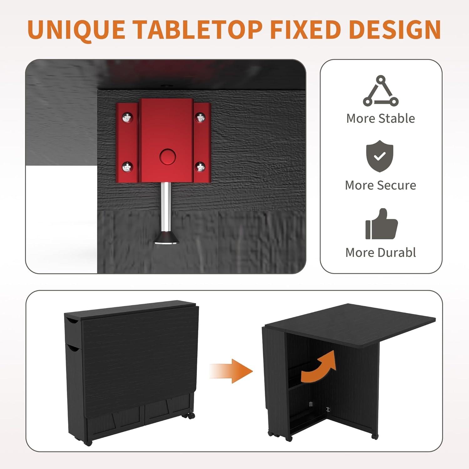 IDEALHOUSE Folding Dining Table with Storage, Folding Kitchen Table with Drawers, Apartments, Small Spaces