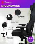 Arozzi Vernazza XL Soft PU Ergonomic Computer Gaming/Office Chair with High Backrest, Recliner, Swivel, Tilt, Rocker, Adjustable Height and Adjustable Lumbar and Neck Support - Pure Black