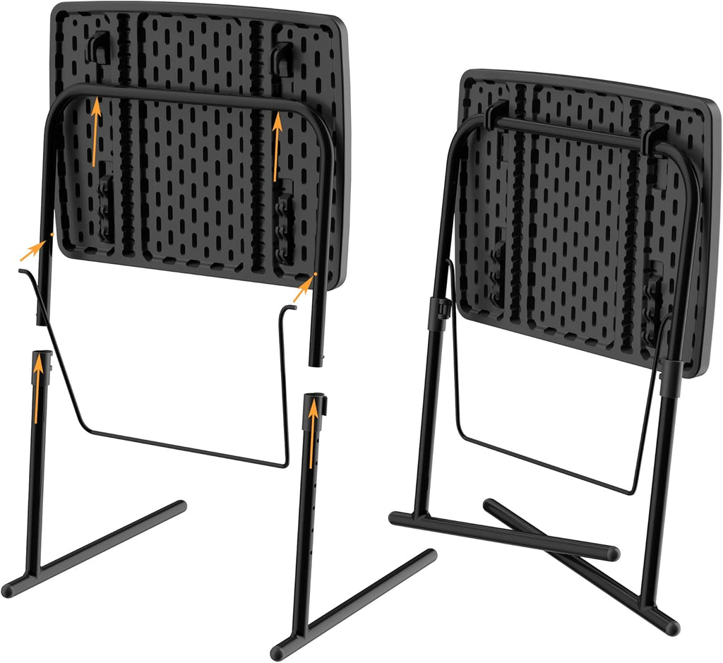 Max TV Tray Table, Allpop Adjustable Large TV Tray for Eating, Folding Dinner Laptop Table on Couch & Bed with 6 Heights & 3 Tilt Angles, Black