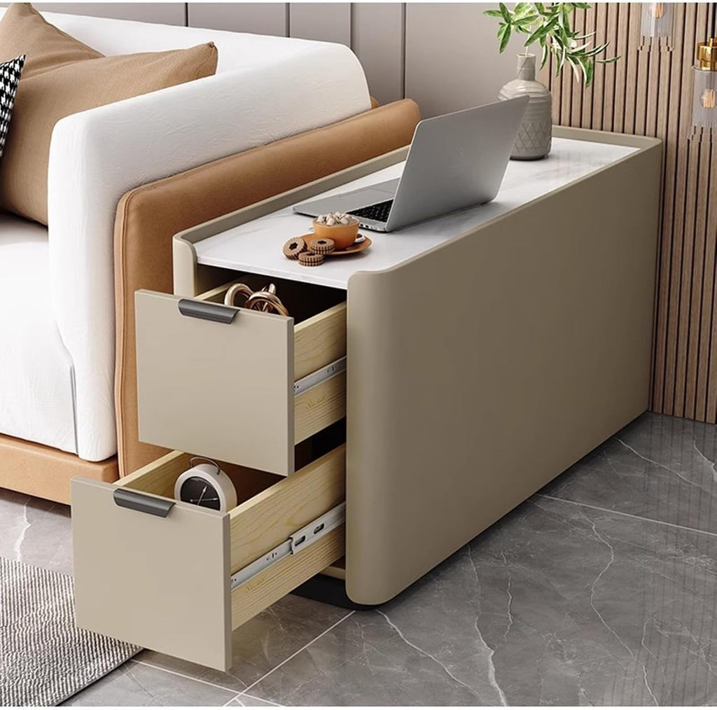 Versatile Floor Sofa Sideboard Light Luxury Premium Sense Solid Wood Super Narrow Small Folder Side Cabinet Table(B)