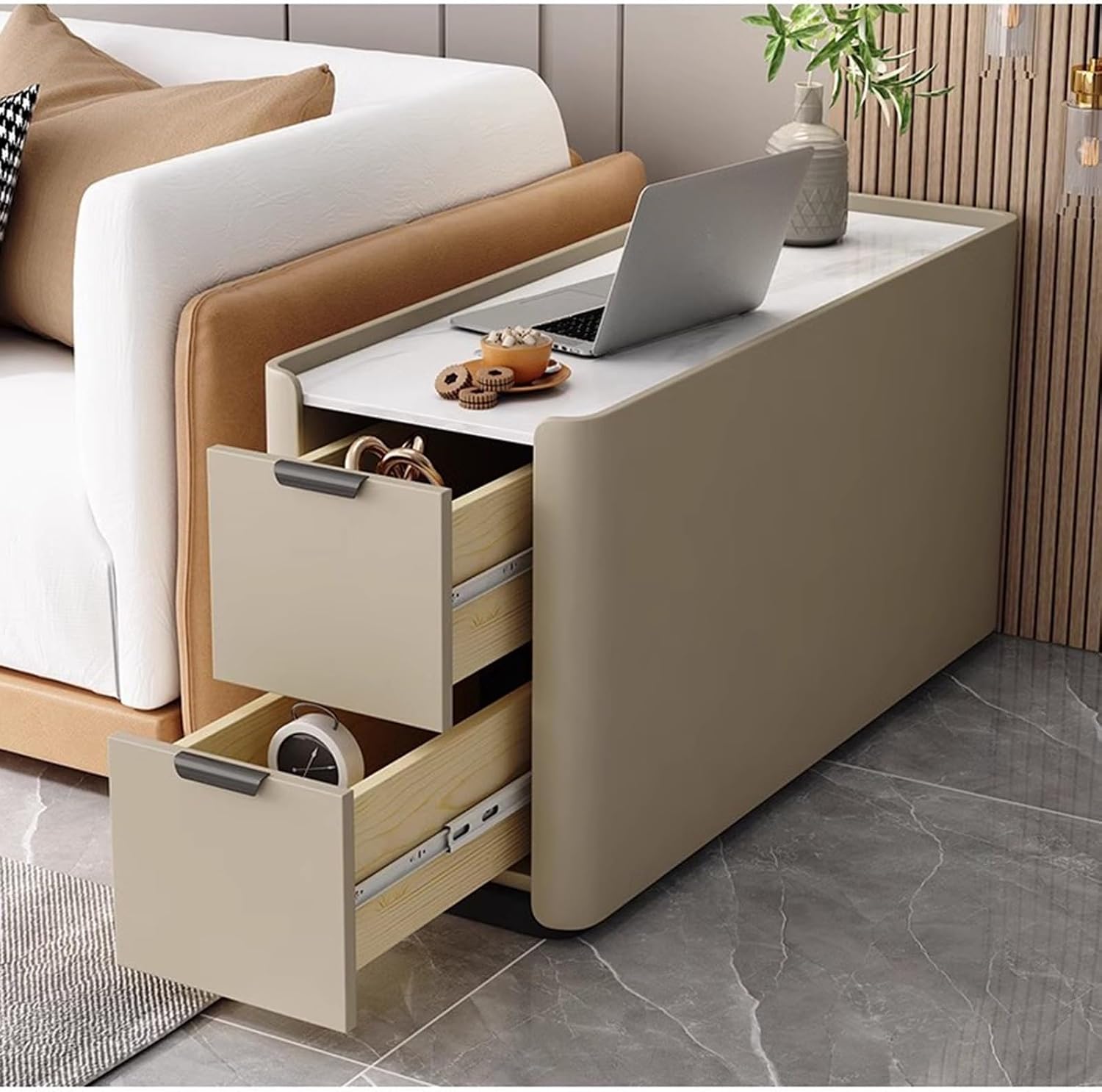 Versatile Floor Sofa Sideboard Light Luxury Premium Sense Solid Wood Super Narrow Small Folder Side Cabinet Table(B)