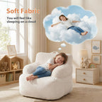 Bean Bag Chairs for Kids with Armrests, Comfy Kids Bean Bag Chair, Soft-Filled Cozy Bean Bag Sofa for Boys and Girls, Small Bean Bags for with Pocket, Floor Chair for Gaming, Reading & Relaxing, Beige