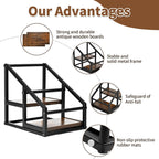 YQBRAO Coffee Syrup Rack Organizer,Liquor Bottle Display Shelf,2-Tier 4 Bottle Stand for Coffee Bar, Kitchen Station, Liquor, Wine, Dressing,Rustic Brown