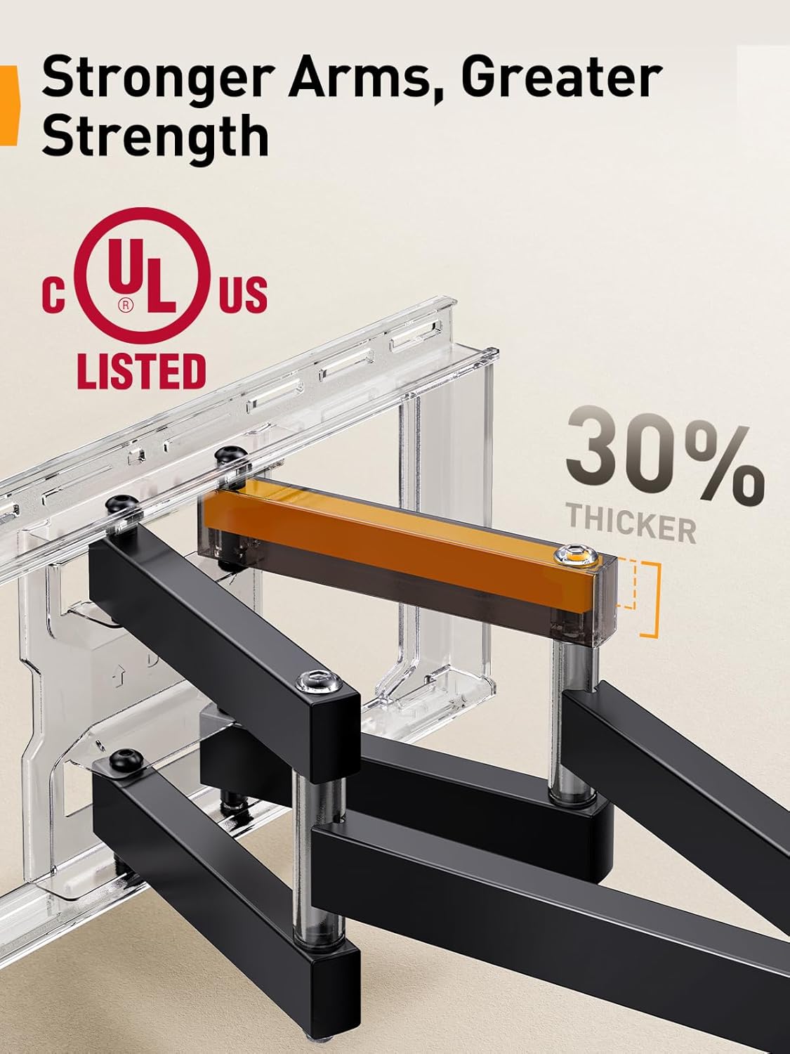 Perlegear UL Listed Full Motion TV Wall Mount for 42-90" TVs up to 132lbs, Heavy Duty TV Mount with Dual Articulating Arms, Tool-Free Smooth Tilt, Swivel, Fits 16" Studs, Max VESA 600x400mm, PGLF8