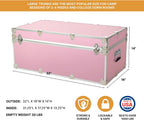 Rhino Trunk & Case Large Essential Trunk With Wheels 32”x18”x14”, 1000+ lbs Capacity - Many Colors. Strong, USA Made Summer Camp Footlocker, and Secure College Dorm Storage Chest