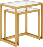 Henn&Hart Rectangular Nested Side Table in Brass, Table for Living Room, Bedroom