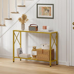 Tajsoon Entryway Table 41.8”, 2-Tier Entry Way Console Entrance Table, Narrow Sofa Table with Shelves, Ideal for Hallway, Entryway, Living Room, Foyer, Corridor, and Office (Gold & White)