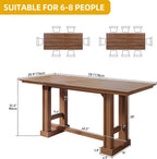 DWVO Farmhouse Dining Table for 6-8 People, 70" Long Kitchen Tables with Wooden Sturdy Legs, Large Rectangular Dinner Table for Kitchen, Dining Room, Living Room, Dark Walnut