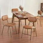 Mid Century Modern Dining Chairs Set of 2, Retro Chair with Faux Leather Upholstered Seat/Backrests & Vintage Distressing Metal Legs & Leg Protectors for Kitchen Dining Room (Brown,Assemble)