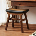 Saddle Seat Counter Stool, Stackable Kitchen Stools, Modern Dining Chair, Work Vanity Chair, Solid Wood, for Small Spaces Home Bedroom Study(Black)