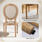 SoarFlash French Dining Chairs Set of 6, Vantage Linen Dining Chair with Round Back, Farmhouse Country Dining Chair for Living Room,Kitchen,Bedroom,Beige
