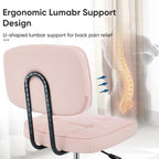 DUMOS Home Office Desk Chair - Ergonomic Armless PU Leather Computer Rolling Task Chair，with Comfy Lumbar Support and Height Adjustable, 360° Swivel, Vanity, Bedroom, Pink