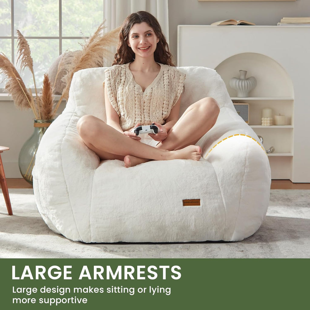 EBENCHICO Giant Bean Bag Chair for Adults, Comfy Oversized Bean Bag Chairs for Teens, Large Beanbag Chair Couch Sofa with Filler,Reading Chair with Pillow for Living Room Bedroom