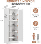 72" Tall Metal Kitchen Pantry Cabinet with 5 Adjustable Shelves, Heavy-Duty Steel Frame & Glass Doors – Freestanding Storage Cabinet for Kitchen, Pantry, Bathroom, Easy Assembly(White)