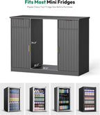 Lamtor Coffee Bar Cabinet with Storage - 53" Mini Fridge Cabinet with Power Outlet, Fluted Wine Bar with Drawer & Door Storage for Kitchen Dining Room, Black
