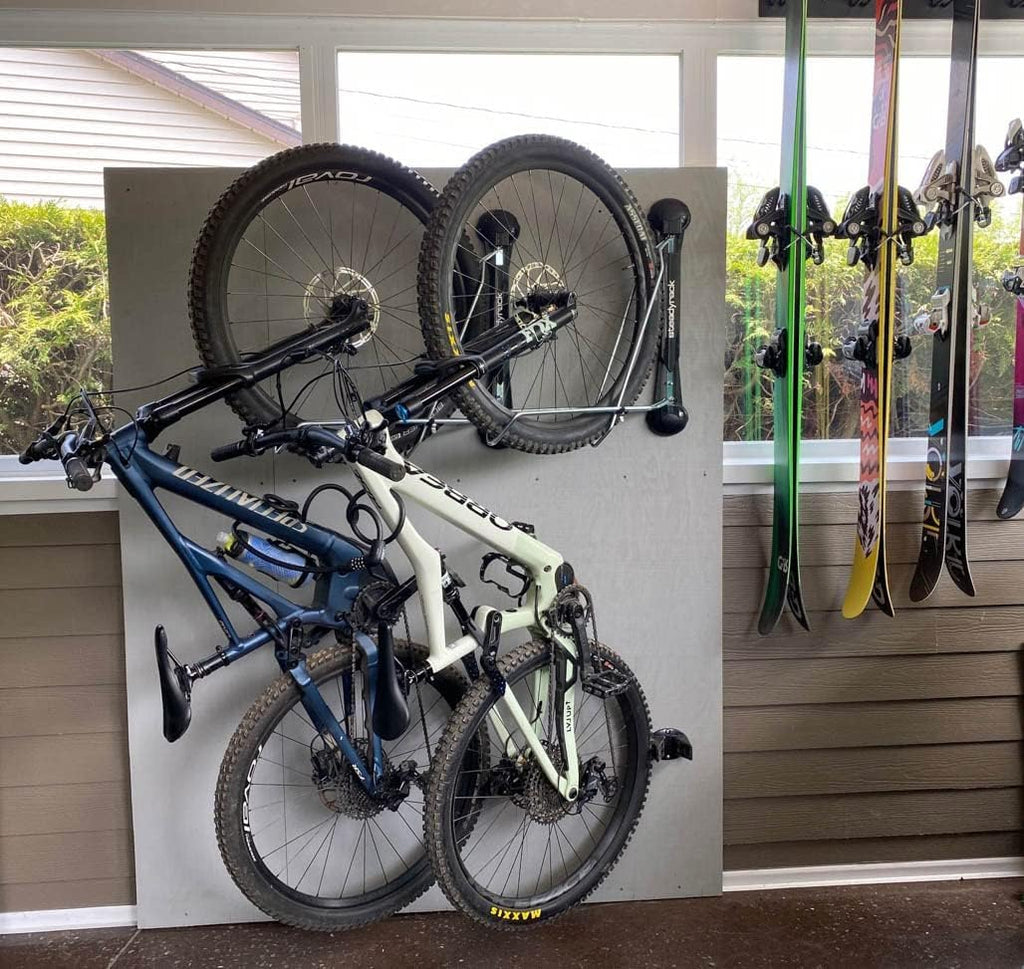 Steadyrack Bike Rack – Pivoting Mountain Bike Rack, Holds Up to 77 lbs, Fits 24"-29" Wheels, 2.1"-2.8" Tires, Foldable Wall Mount for Space-Saving Bicycle Storage