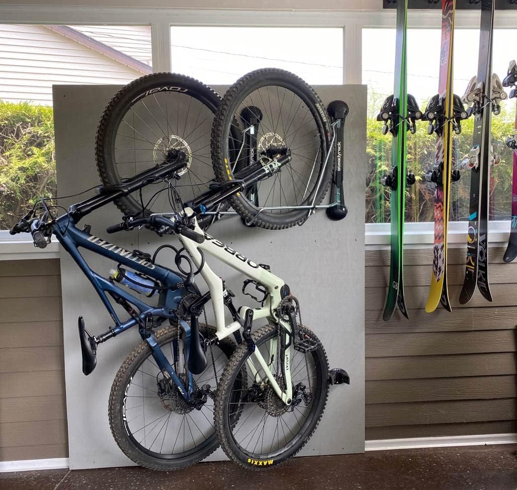 Steadyrack Bike Rack – Pivoting Mountain Bike Rack, Holds Up to 77 lbs, Fits 24"-29" Wheels, 2.1"-2.8" Tires, Foldable Wall Mount for Space-Saving Bicycle Storage