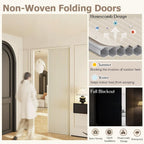 H 80 85 90 95 in Foldable Sliding Door Without Drilling, Trackless Collapsible Door for Bathroom/Kitchen, Honeycomb Accordion Door, Insulated from Cold or Hot Air(White,60x95in)