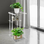 Acrylic Side Table Clear End Tables C Shaped Plant Stand 3 Tiers Small Snack Coffee Table, Perfect for Small Spaces, Suitable for Potted Plants and Decor