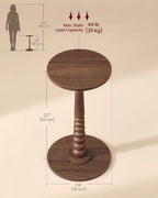 VASAGLE MARIEL Collection - Round Side Table, Small Drink End Table for Small Spaces, Accent Nightstand, Solid Wood Leg, Mid-Century Modern, for Living Room Bedroom, Chestnut Walnut ULET293KX01S