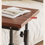 C Shaped End Table with Rolling Wheels, Height Adjustable Bedside Desk for Small Space Bedroom, Industrial TV Tray Couch Table Cart for Living Room(White,50x30cm)