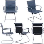 BESTANO Office Guest Chairs Reception Chairs Waiting Room Chairs Set of 2 Conference Room Chair with Mid Back, Modern PU Leather Desk Chairs, Navy