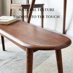 100% Solid Oak Dining Bench, Wood Bench for End of Bed with Rounded Corners, Entryway Benches for Farmhouse, Kitchen, Living Room(Walnut,12" L x 47.2" W x 16.2" H)
