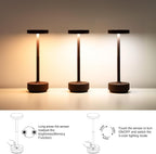SAKRINGT 2 Pack Rechargeable Cordless Table Lamp - Battery Operated LED Portable Table Light with 3 Color Stepless Dimming, Memory Function - IP54 Waterproof for Outdoor, Restaurant, Patio, Camping