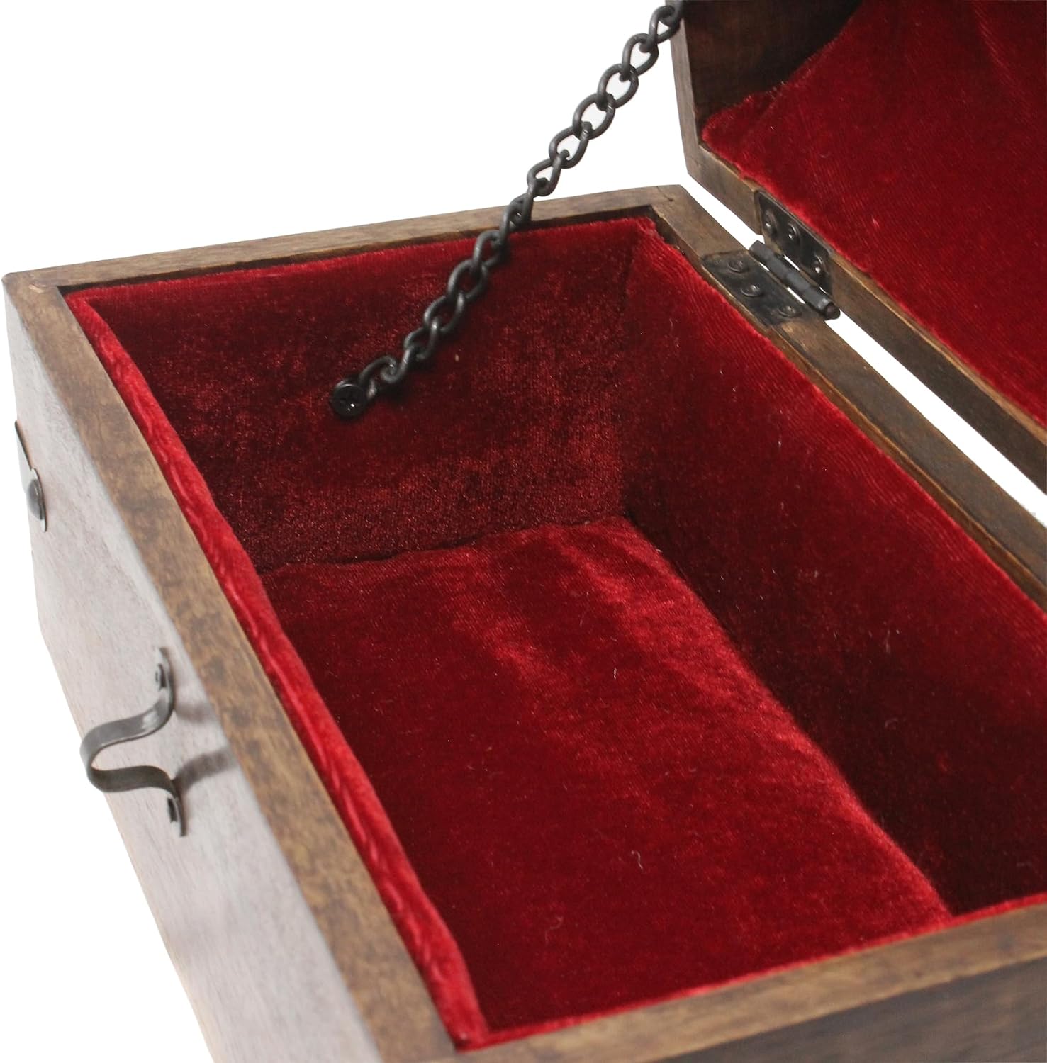 Nautical Cove Wooden Treasure Chest with Padded Velvet Lining and Antique Lock with Skeleton Keys (Medium 11x6x6.5) – Luxury Wood Pirate Chest, Decorative Wooden Keepsake Box