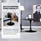 42 Inch Black Round Dining Table for 4-6 People,Mid-Century Black Tulip Table,Modern Kitchen Dining Table with MDF Table Top and Pedestal Base for Home and Kitchen