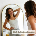 65"×21" Floor Length Mirror, Full Body Standing Mirror, Shatter-Resistant Glass & Slim Alloy Frame, Freestanding/Leaning/Wall Mount for Bedroom, Living Room & Entryway, Gold