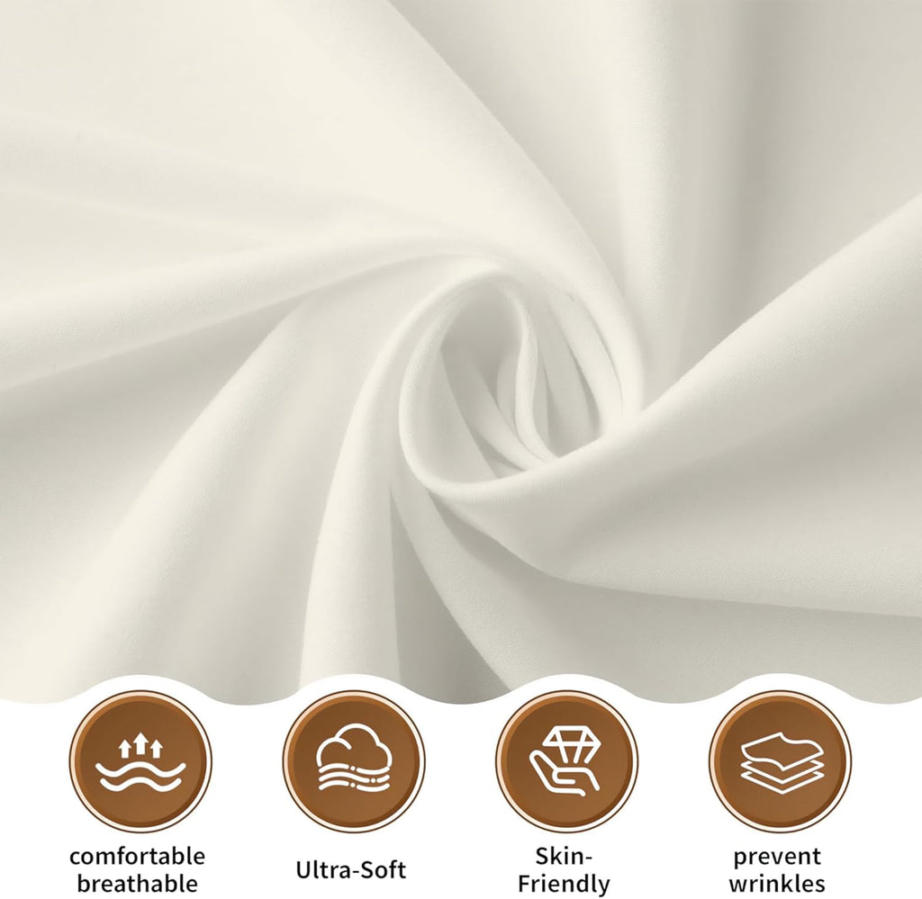 Luxury Pleated Bed Skirt King - 16" Drop Tailored Drop Box Pleated Styling Dust Ruffle - Hotel Quality 1800 Ultra-Soft Brushed Microfiber Bedskirt with Split Corners - Ivory