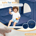 12pcs Modular Kids Play Couch - CPC Certified Convertible Toddler Sectional Sofa, Washable Durable Foam Floor Cushion for Kids Playroom (Play Fort/Castle)