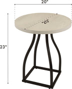Accent Table, 20 Inch Round Wood White Top, Black Metal Base
